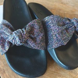 Kate Spade Glitter Bow Slides
